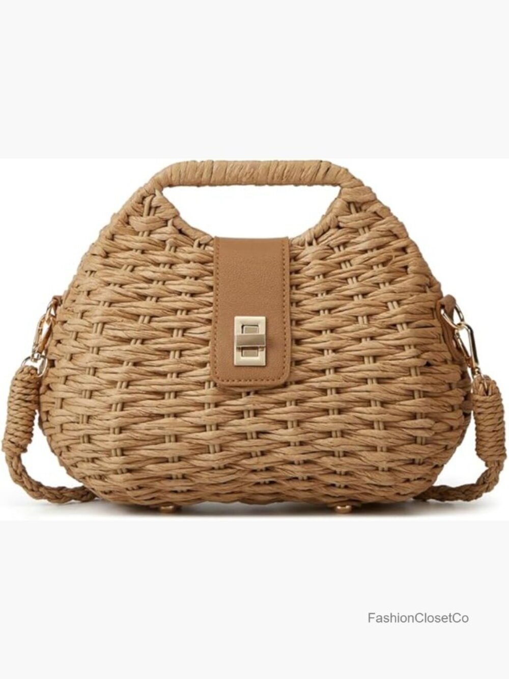 Straw Shoulder Handbag Beach Tote Crossbody Hobo Purse Summer - Picture 1 of 7